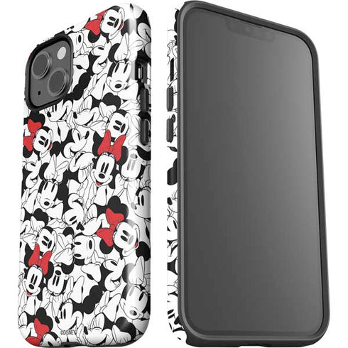 Disney Minnie Mouse Red Color Pop Face Pattern iPhone 15 Impact Case